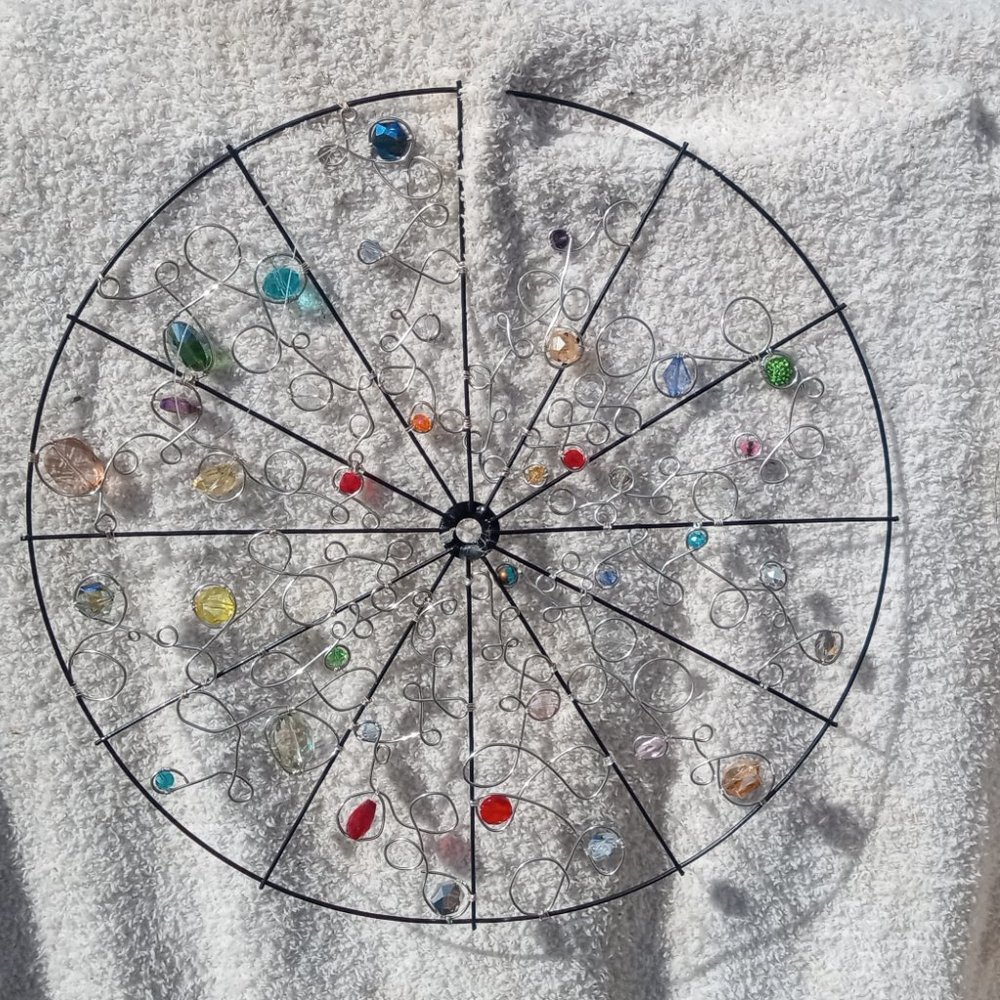 Hand made sun catchers and hanging baskets